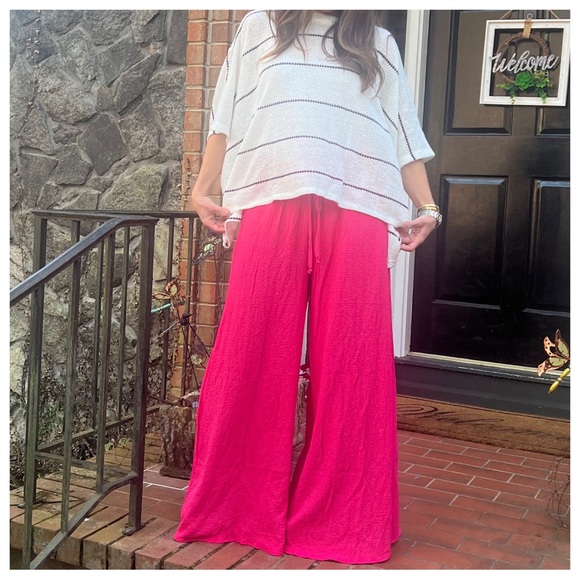 Boho Smocked Waist Wide Leg Pants - Picture 5 of 7